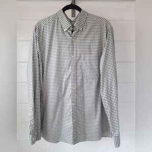 ​Vineyard Vines On-The-Go Shirt Men L Green Gingham brrr Performance Stretch OTG